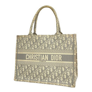 Christian Dior Book Tote Bag, Canvas, Gray, Women's